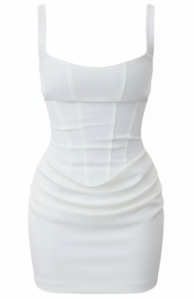 Draped Corset Dress White