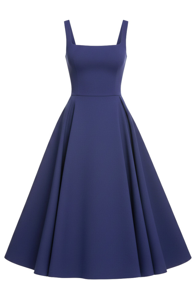 Midi A Line Dress Blue