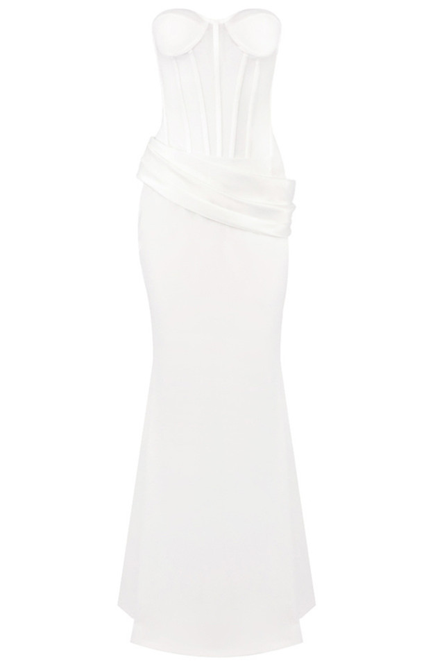 Strapless Corset Maxi Two Piece Dress White