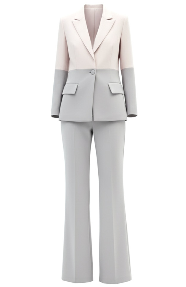 Colorblock Suit Grey Ivory
