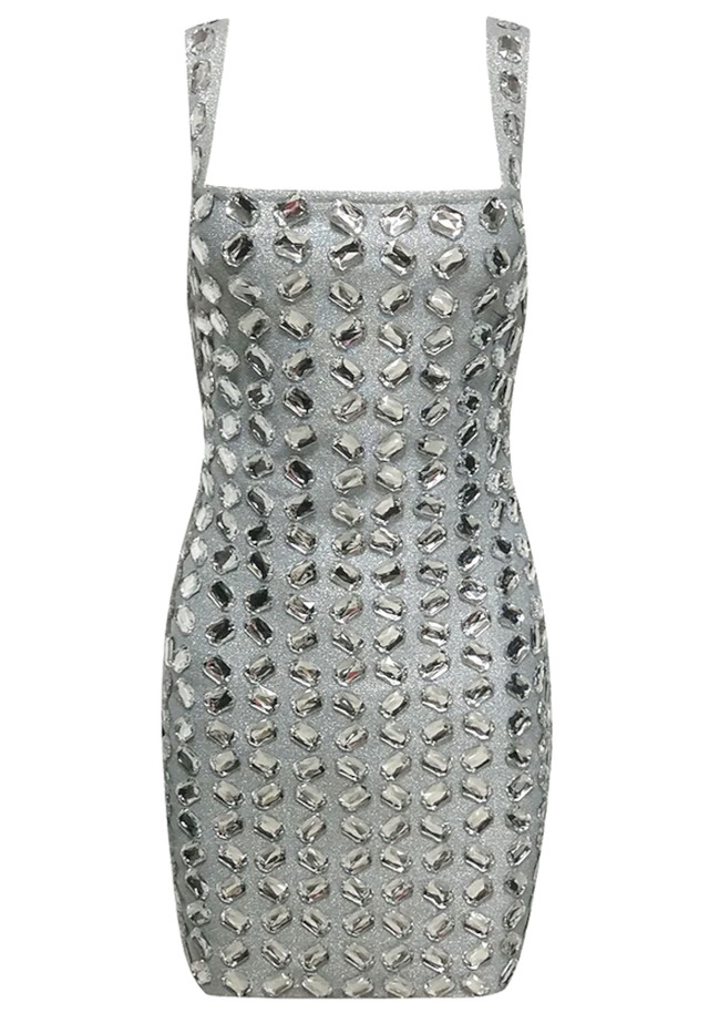 Crystal Sparkly Dress Silver