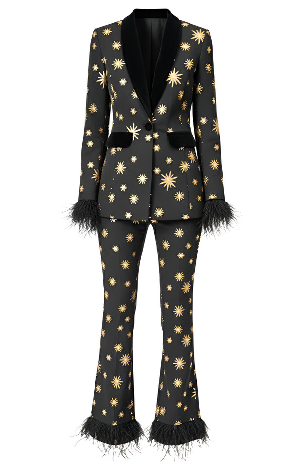 Star Feather Suit Black Gold