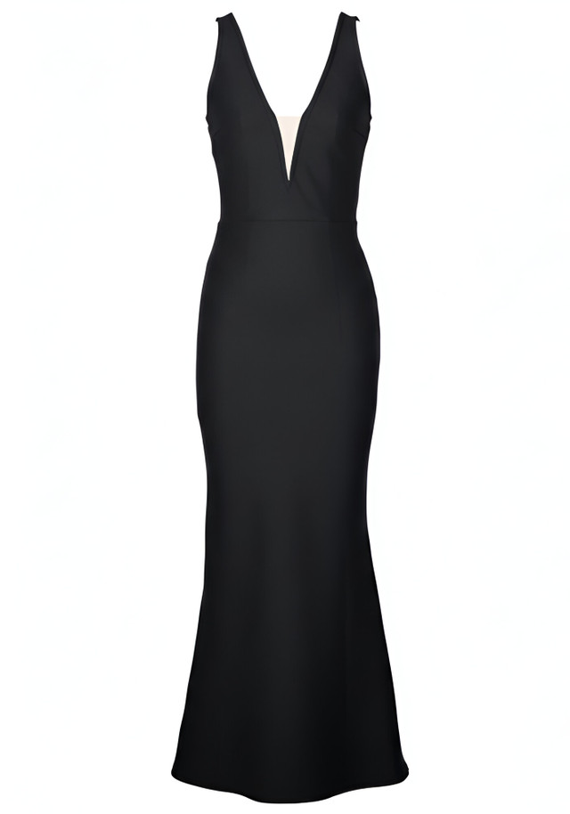 Tassel Back Detail Maxi Dress Black White