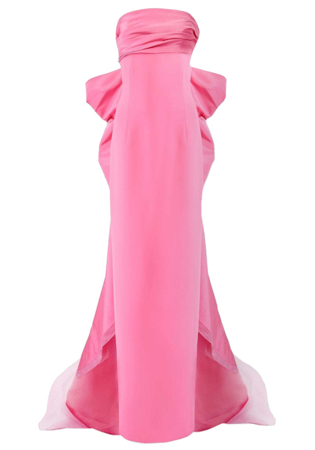 Strapless Bow Detail Maxi Dress Pink