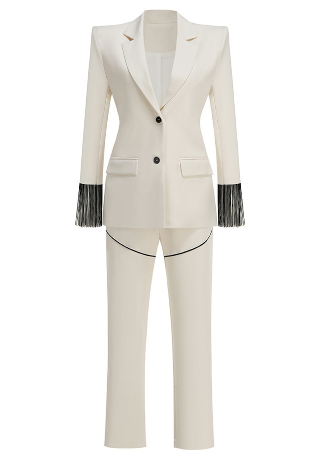 Tassel Long Sleeve Suit Ivory