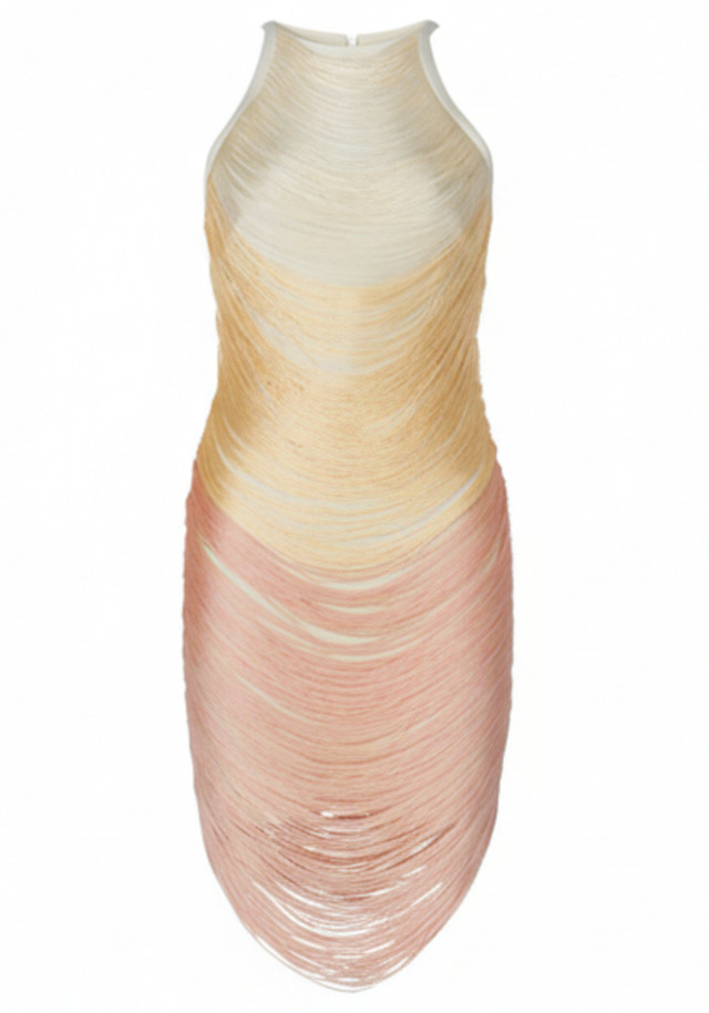 Tassel Detail Dress Gold Pink