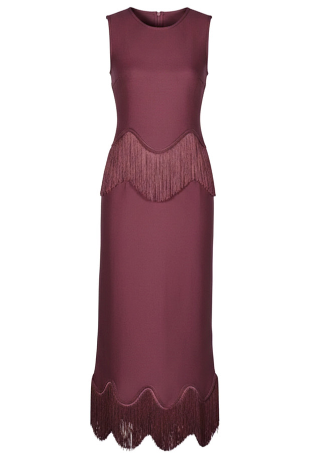 Tassel Detail Maxi Dress Burgundy