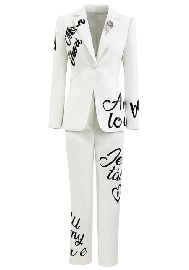 Sequined Suit White Black