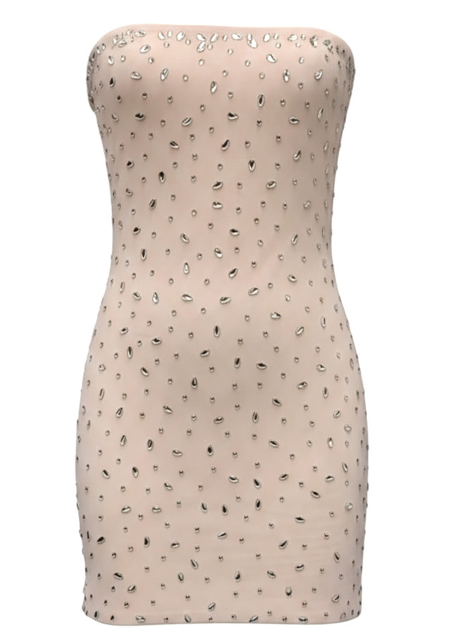 Strapless Crystal Dress Nude