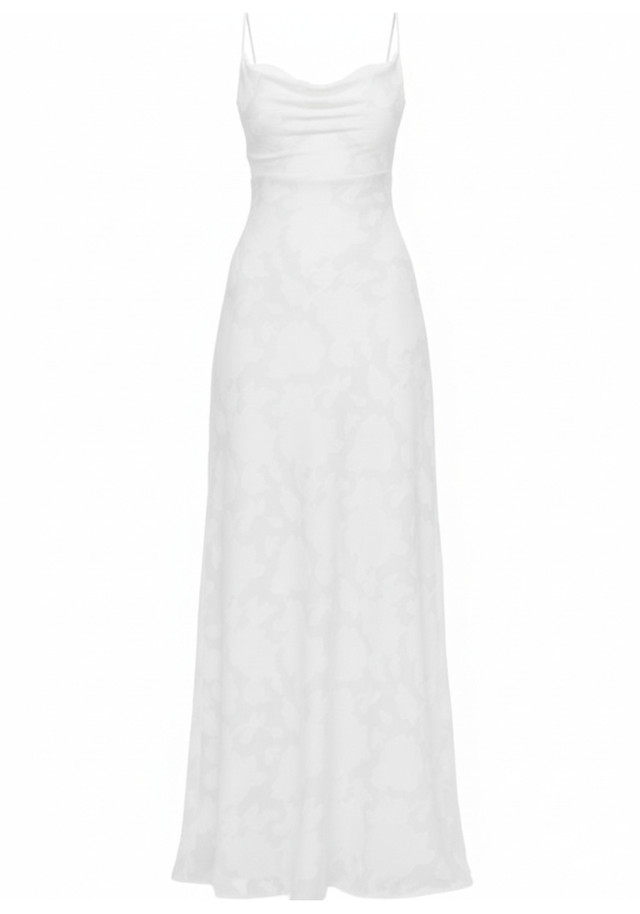 Floral Strappy Back A Line Maxi Dress White