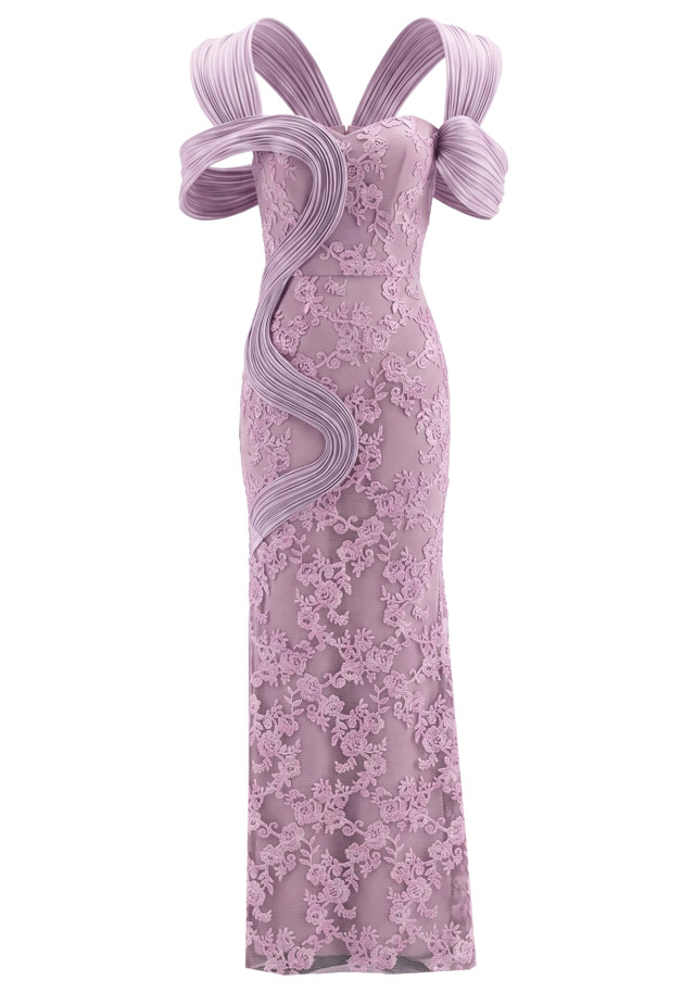 Lace Maxi Dress Pink Lavender