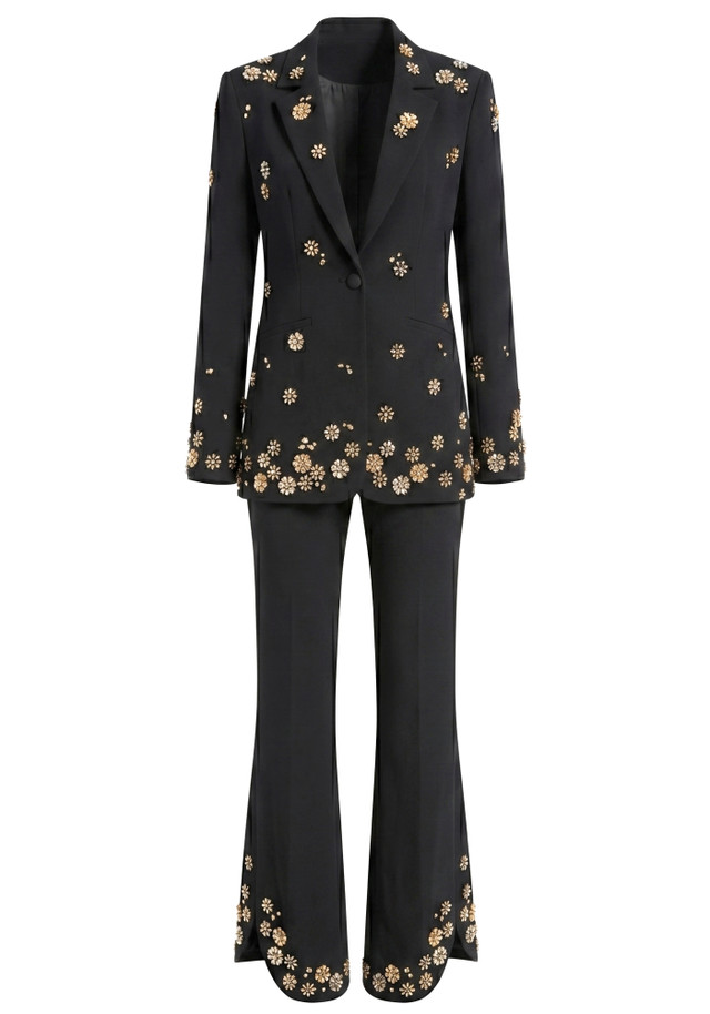 Crystal Flower Suit Black