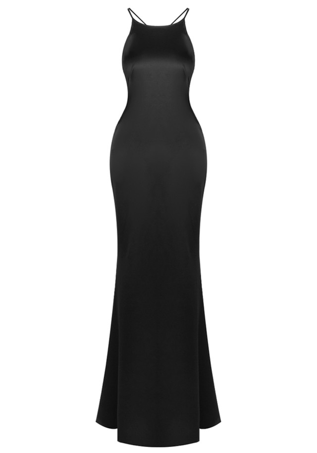Halter Backless Maxi Dress Black