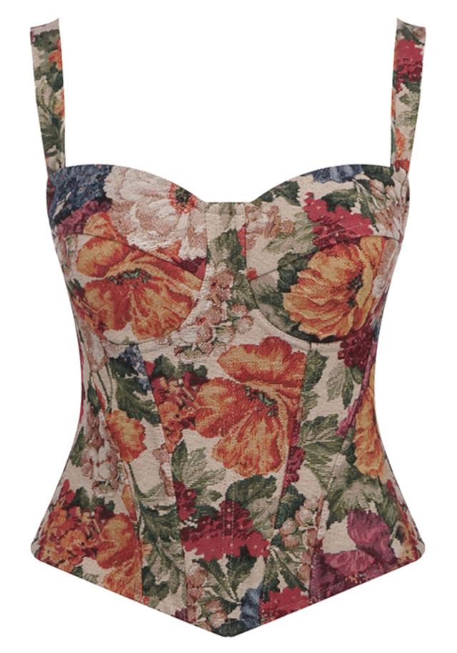 Floral Structured Bustier Top
