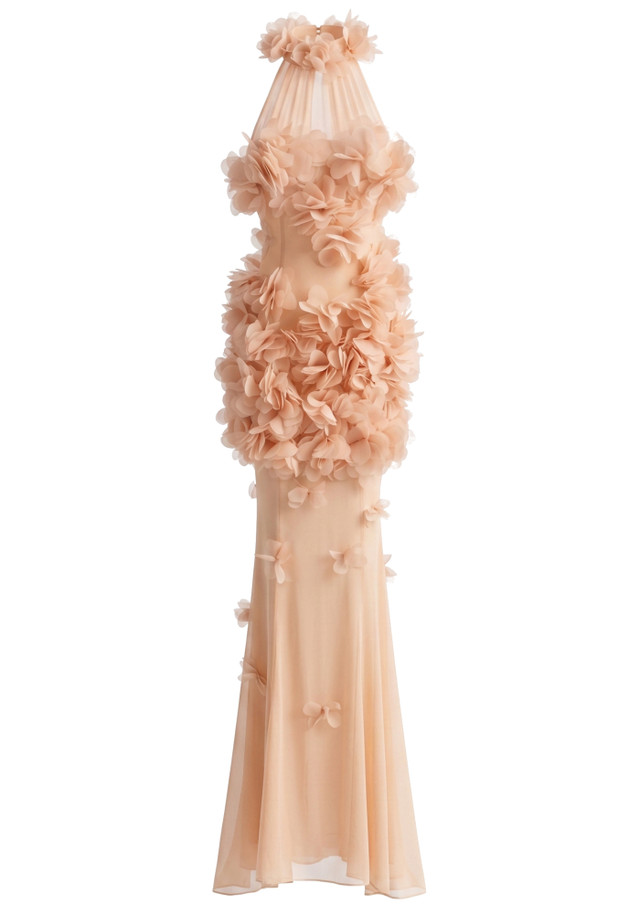 Petal Detail Maxi Dress Salmon Pink
