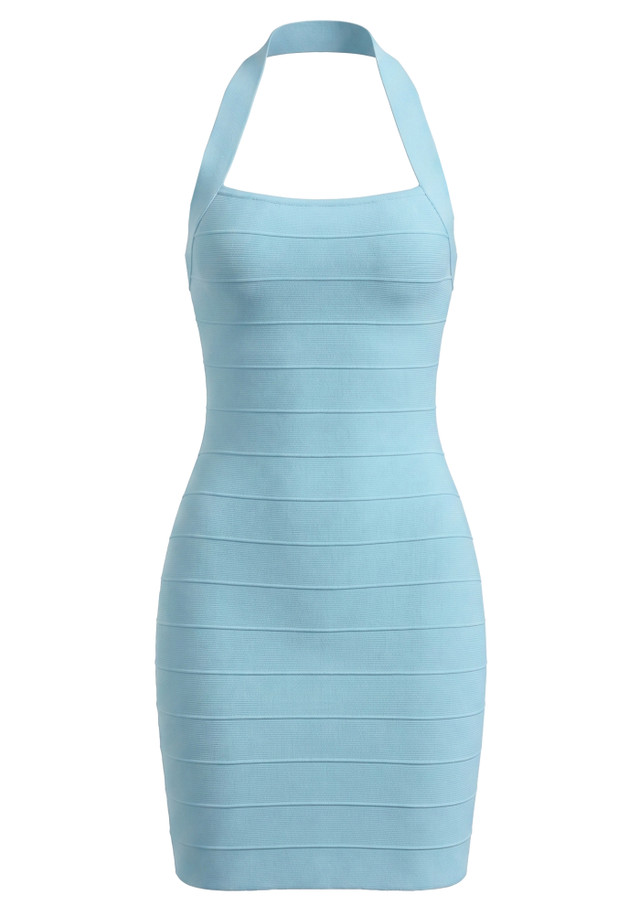 Halter Mini Dress Blue