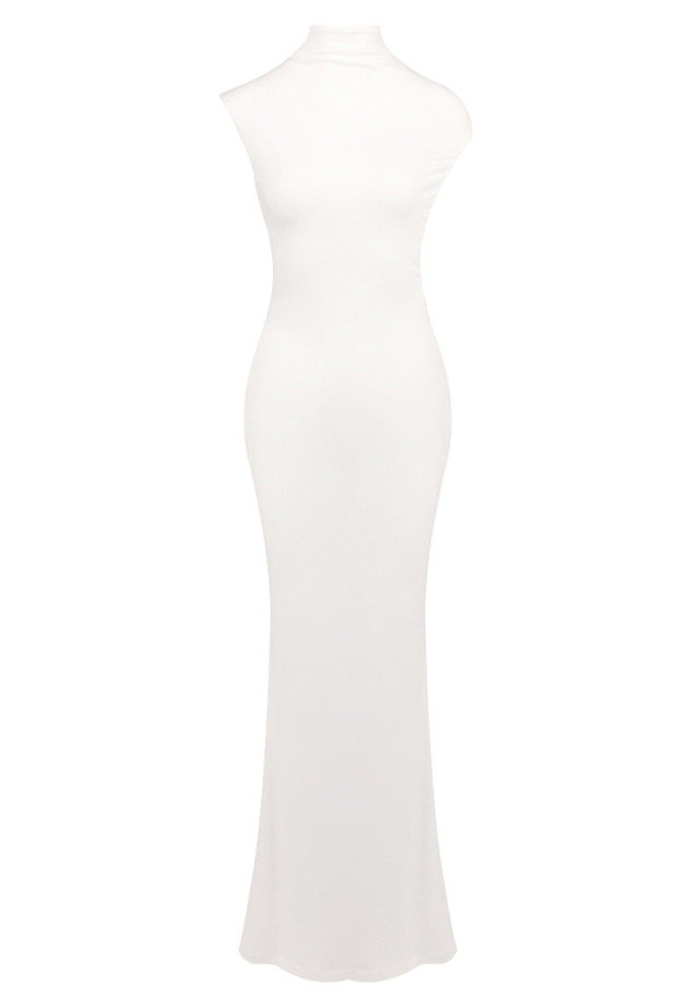 Draped Backless Maxi Dress White