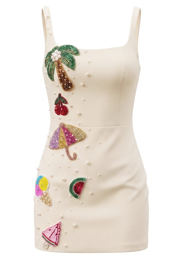Embellished Corset Dress Ivory