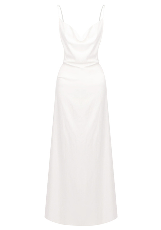 Backless A Line Maxi Dress White