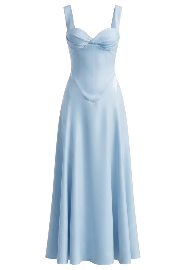 Bustier A Line Corset Maxi Dress Blue