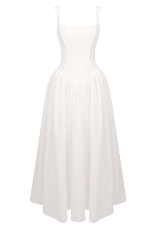 Structured A Line Maxi Dress White