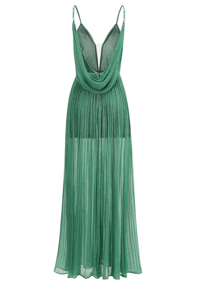 Backless A Line Maxi Dress Green