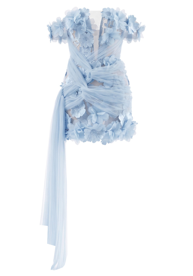 Floral Bardot Dress Blue