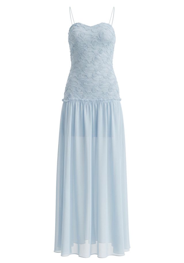 Floral A Line Maxi Dress Blue