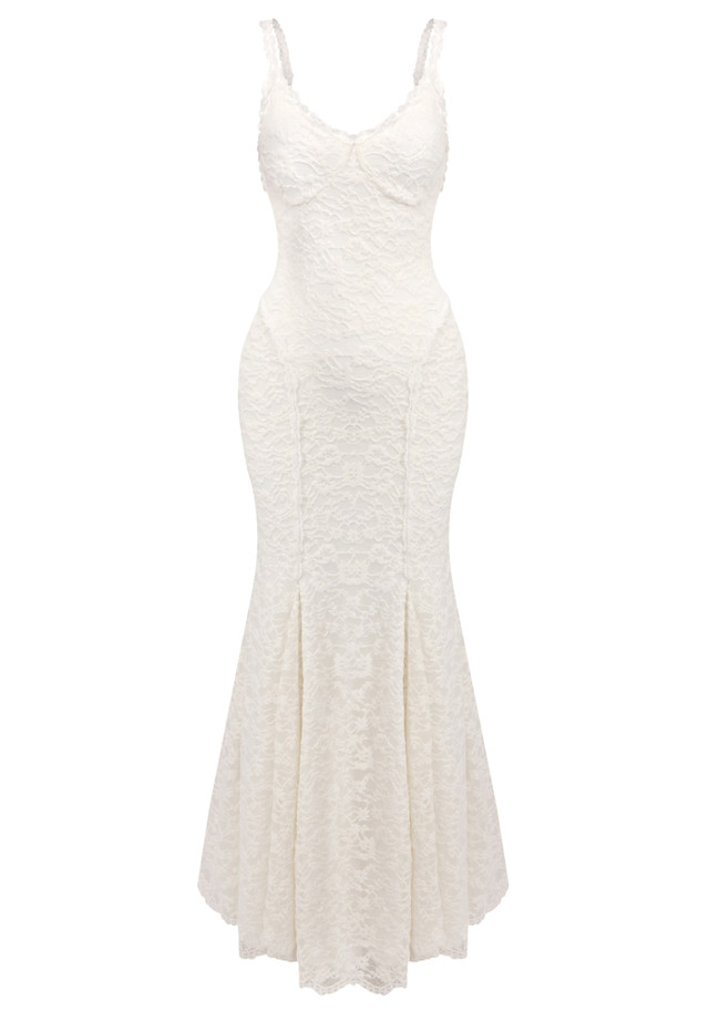Strappy Lace Maxi Dress Ivory