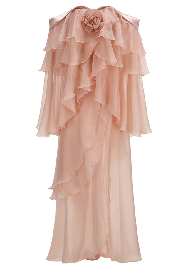 Bardot Floral Ruffle Maxi Dress Pink