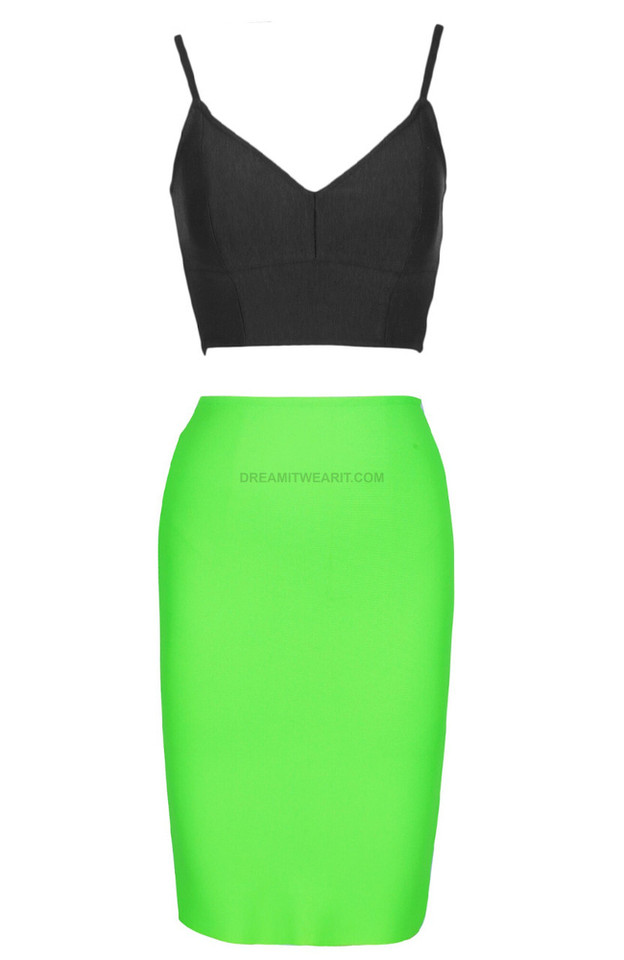 Two Piece Dress Black Neon