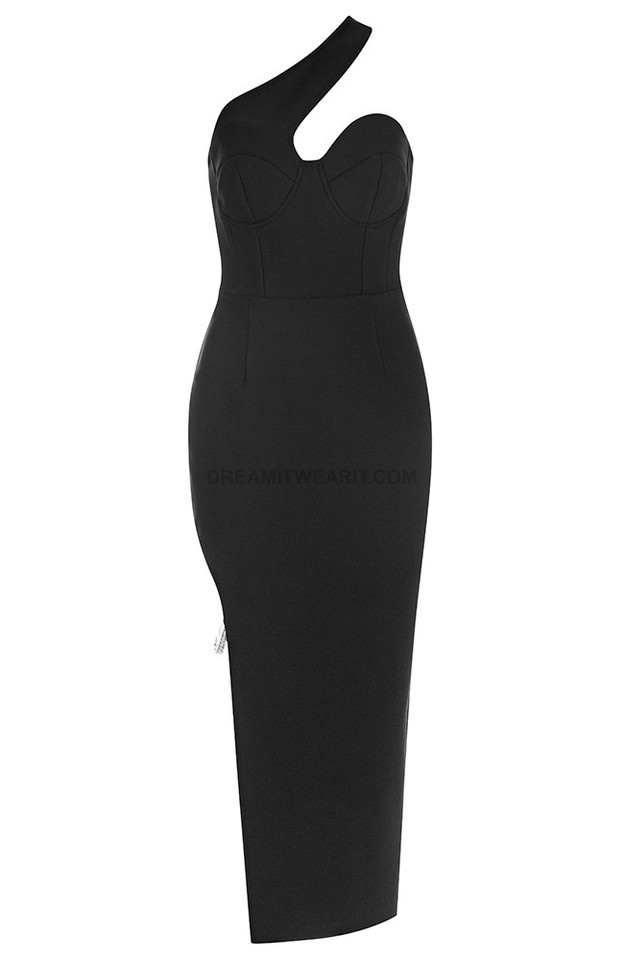 Black Jersey Velvet Midi Dress, WHISTLES