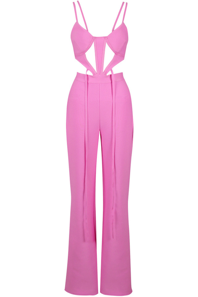 Bustier Cut Out Jumpsuit Pink