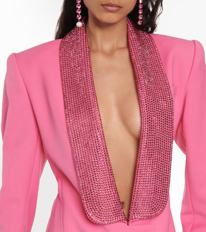 Embellished Backless Blazer Dress Hot Pink