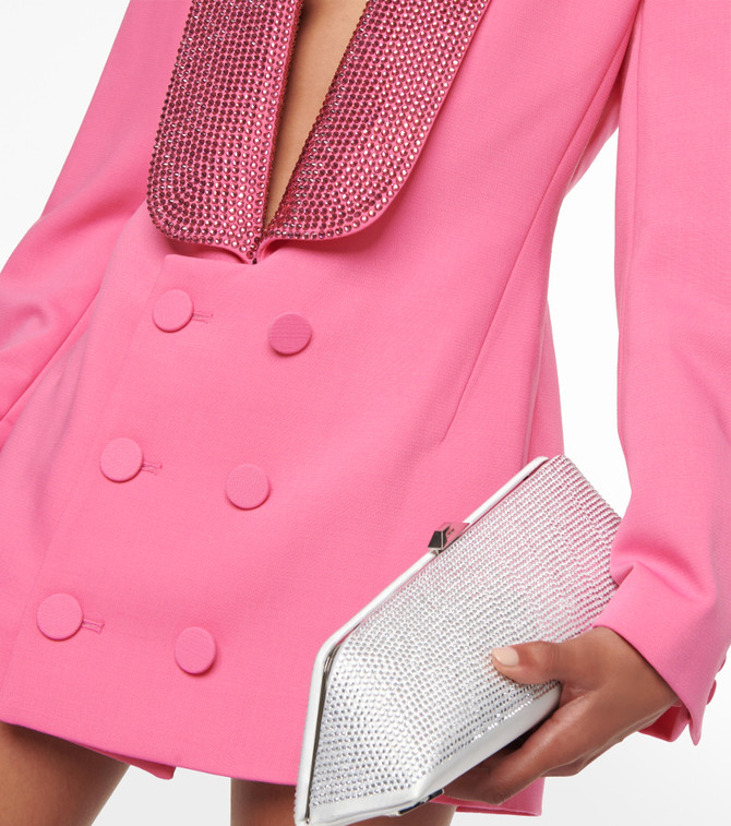 Embellished Backless Blazer Dress Hot Pink