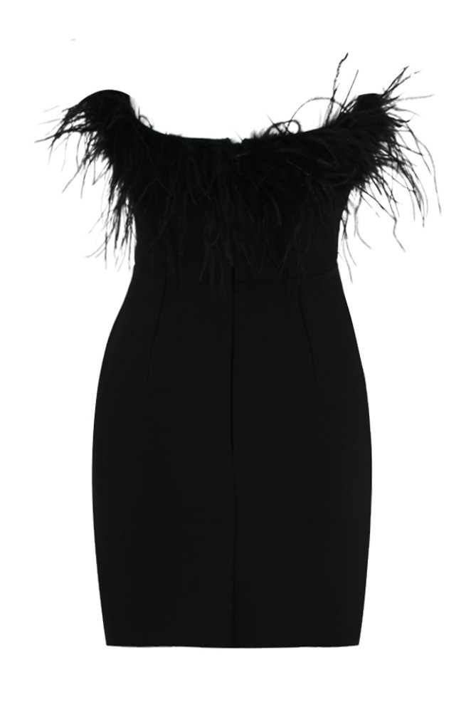 Strapless Feather Dress Black