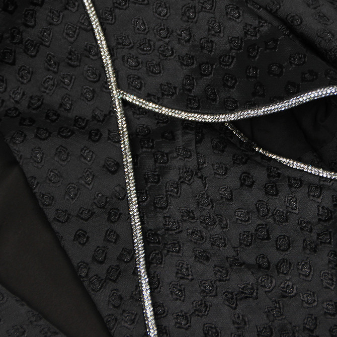 Long Sleeve Crystal Trim Blazer Dress Black