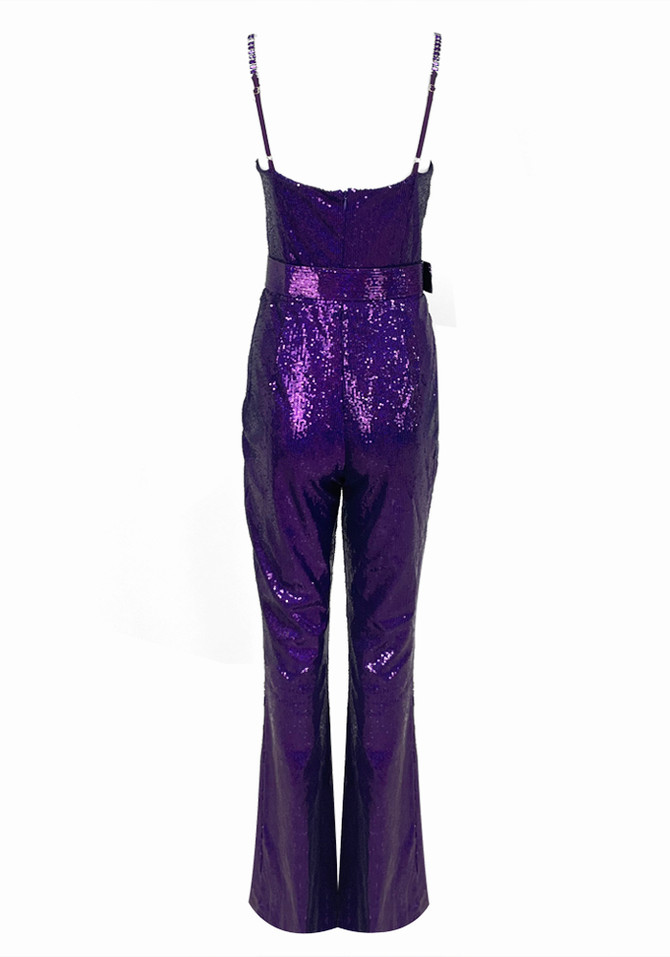 Bustier Sequin Jumpsuit Purple