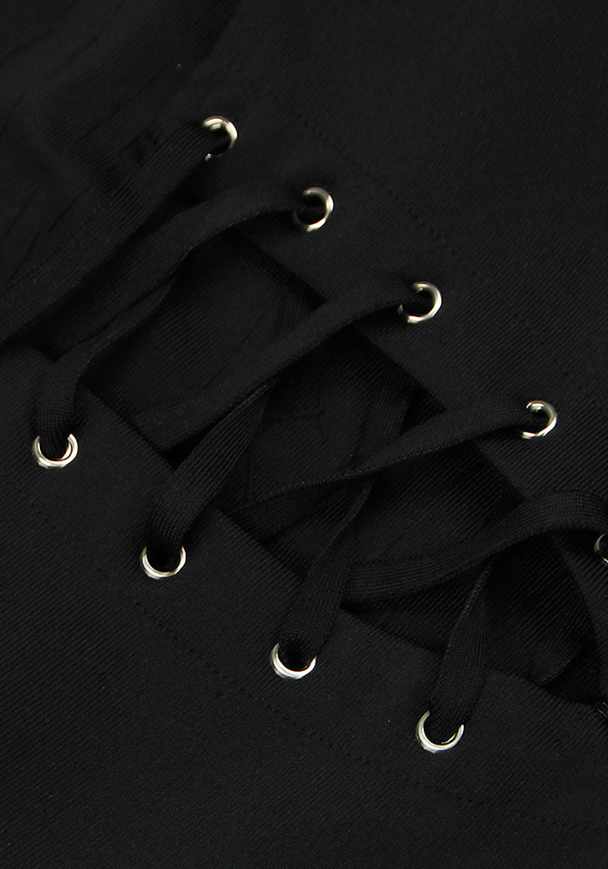 Long Sleeve Crystal Dress Black