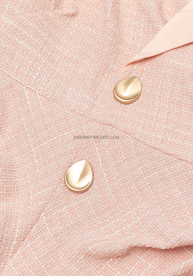 Long Sleeve Midi Blazer Dress Pink