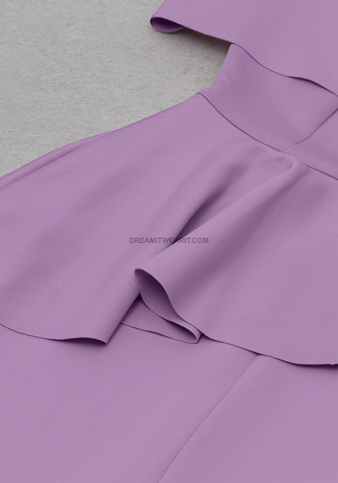 Bardot Ruffle Midi Dress Purple