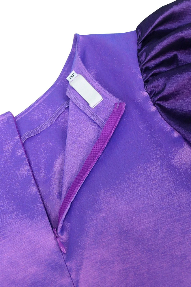Short Sleeve A Line Midi Dress Purple