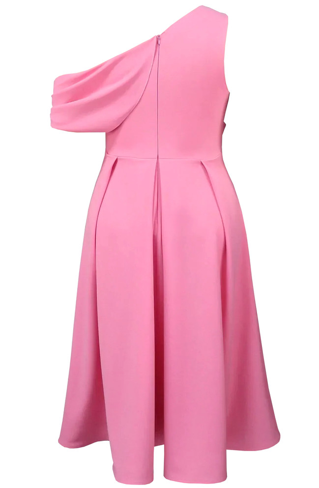 One Shoulder A Line Midi Dress Pink