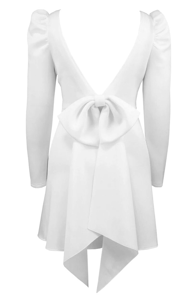 Long Sleeve A Line Dress White