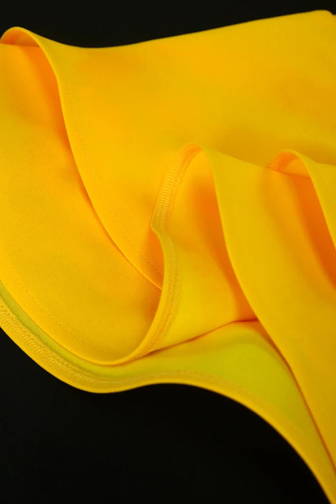 Ruffle Sleeve Pleated A Line Midi Dress Yellow