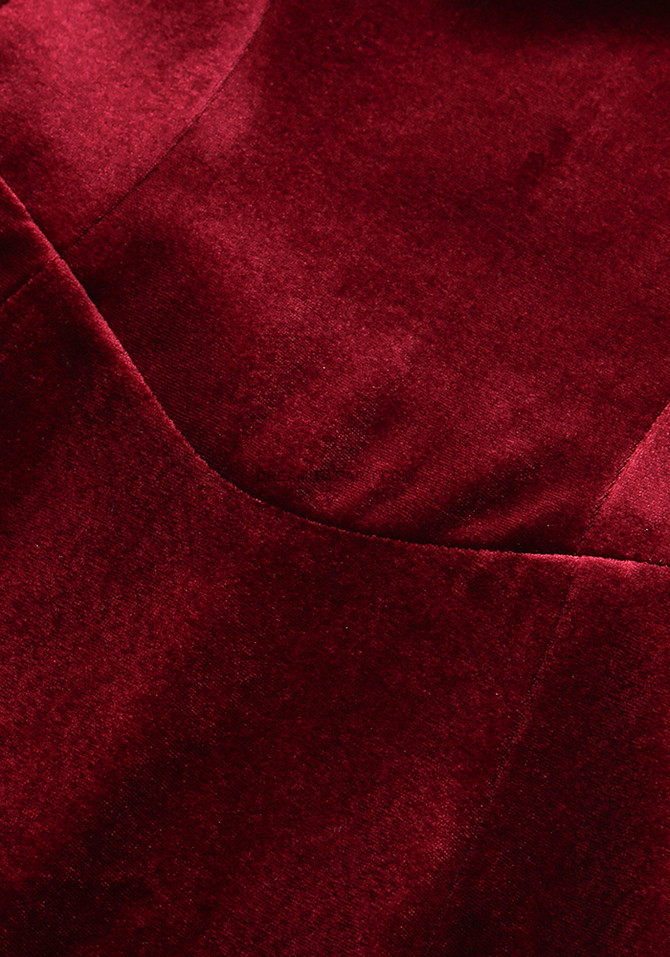 Strapless Bustier Maxi Velvet Dress Red