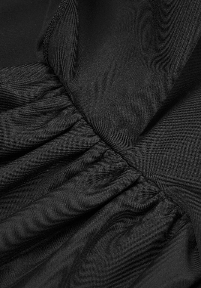 Long Sleeve Ruffle Two Piece Maxi Dress Black