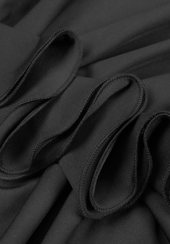 Long Sleeve Ruffle Two Piece Maxi Dress Black