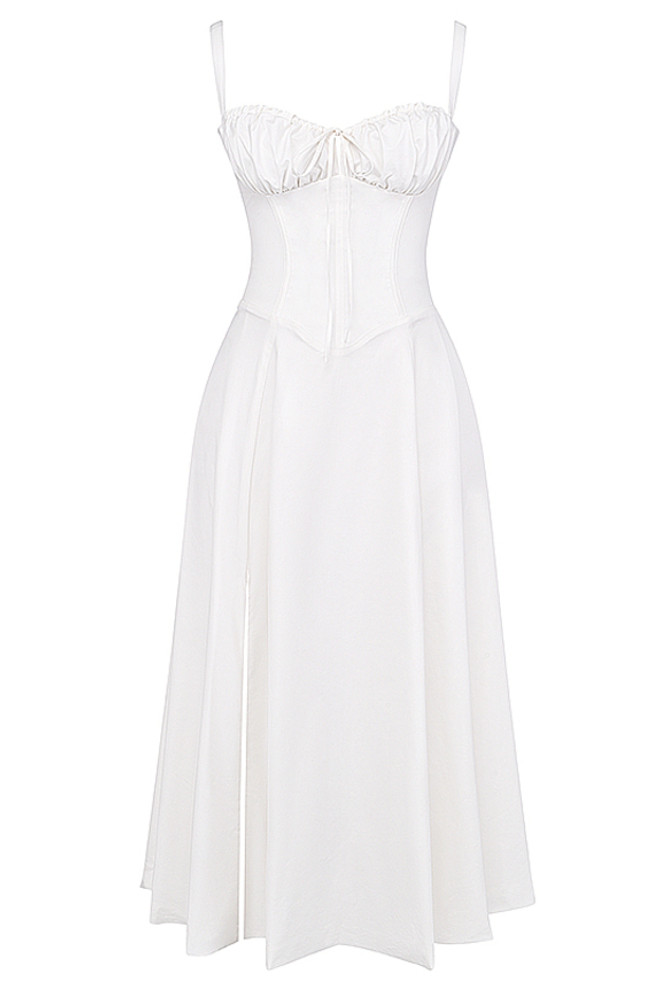 Corset A Line Midi Dress White