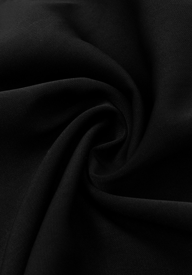Long Sleeve Shawl Detail Midi Dress Black